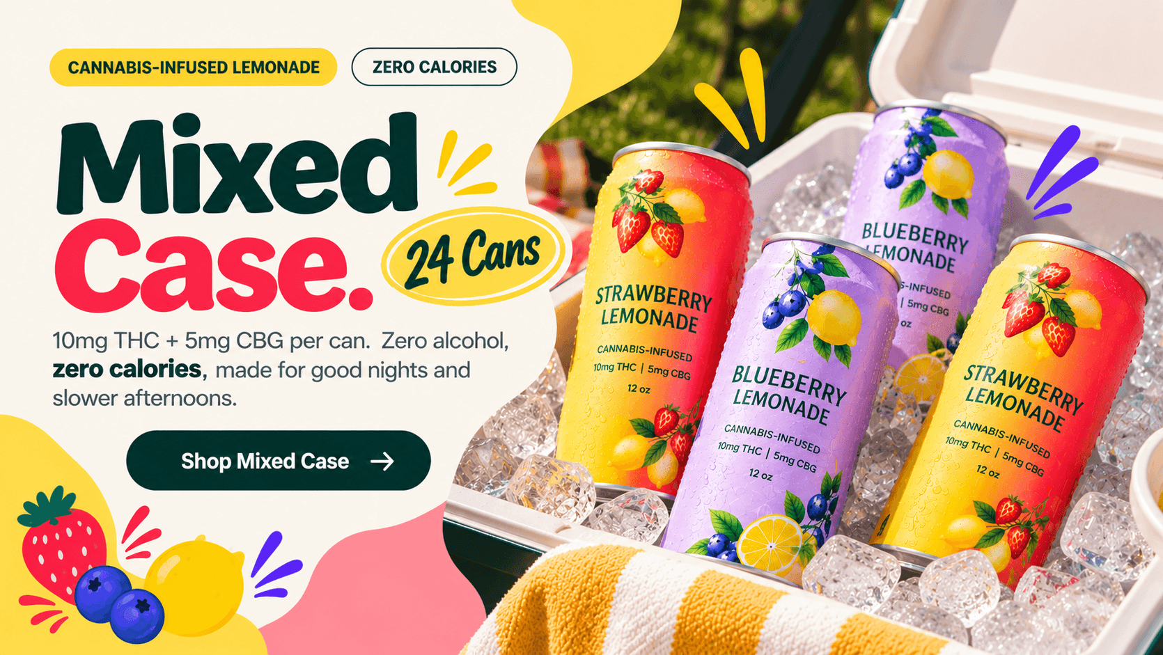 Mixed Case -- 24 cans, 12 Strawberry + 12 Blueberry