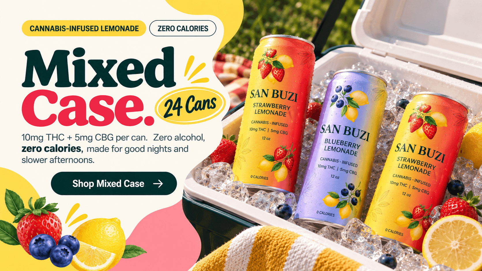 Mixed Case -- 24 cans, 12 Strawberry + 12 Blueberry