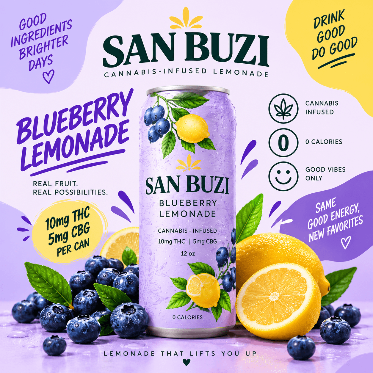 San Buzi Blueberry Lemonade THC can
